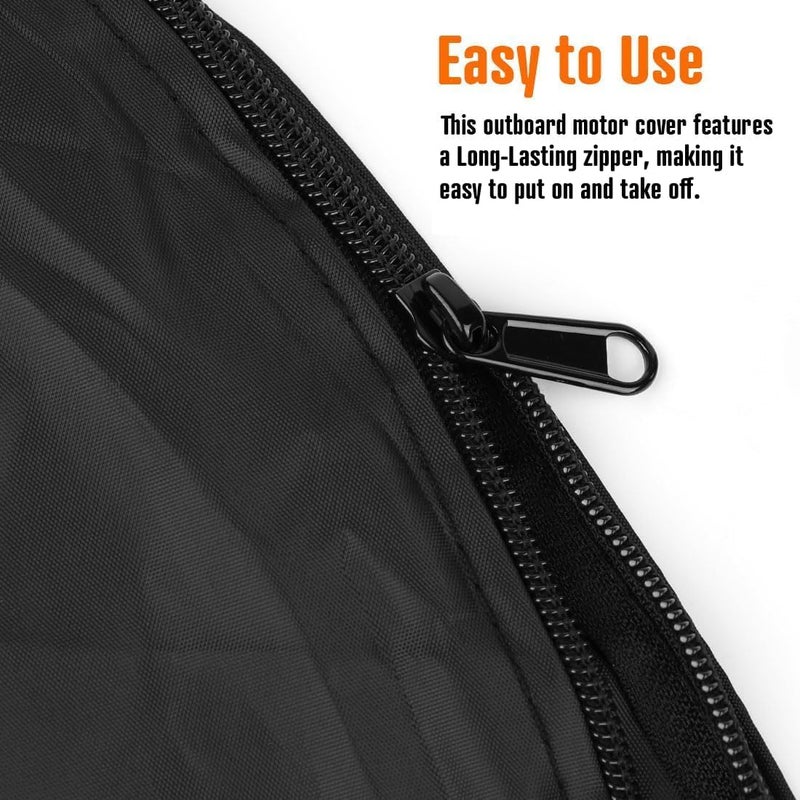 iCOVER Outboard Motor Covers, Trailerable Full Boat Engine Cover Waterproof Heavy Duty Oxford Fabric with Zipper, Fits15-20HP Motors - Image 3